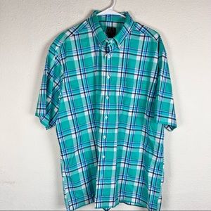Jos A Bank green plaid s/s button up-Classic Collection-XL